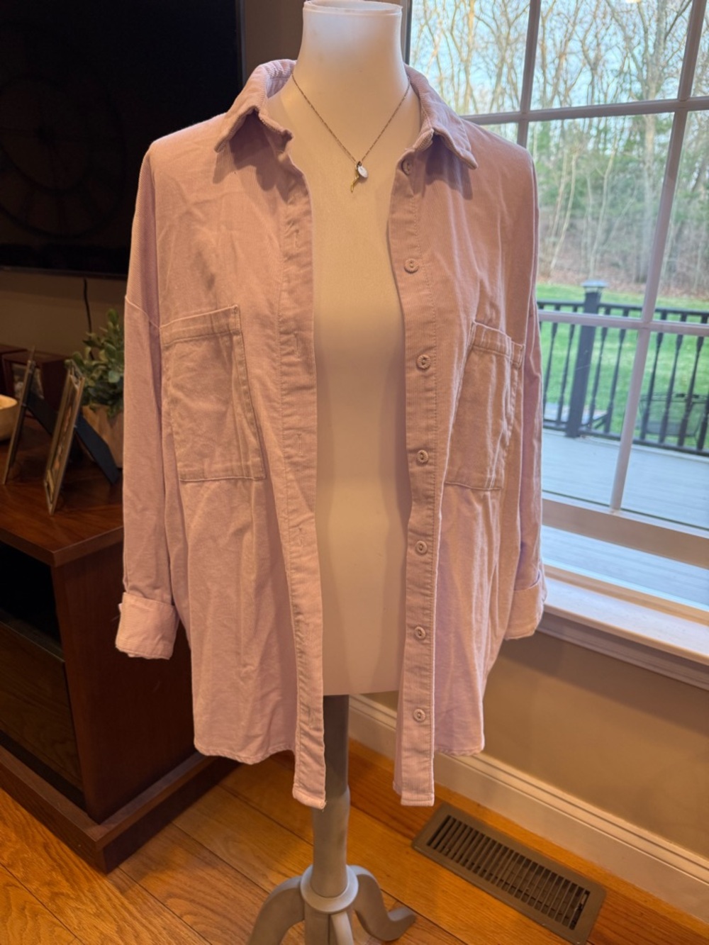 H&M Light Lavender Button-Front Shirt Jacket